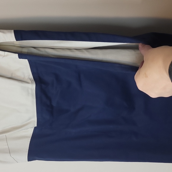 BODEN Navy Cream Sheath Long Length Midi Dress with Large Beaded Neckline (Tall) - Picture 6 of 14